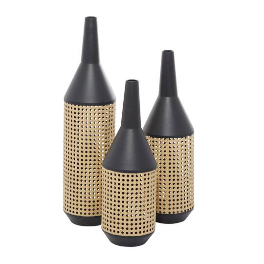 Set of 3 Brown Metal Contemporary Vase 24", 20", 18"